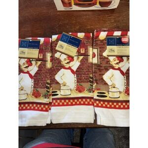 Home Collection Kitchen Towel Cotton/Polyester Blend Set of 3 Chef, 15 x 25" NWT